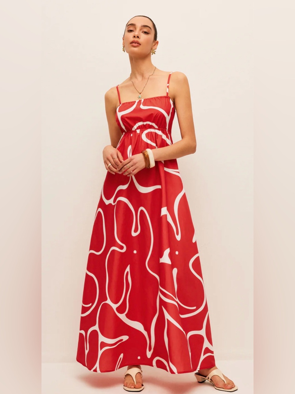 NWT Commense Red & White Maxi Dress - XS